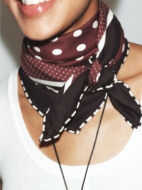 Zara Brown Polka Dot Print Scarf. Brand new!